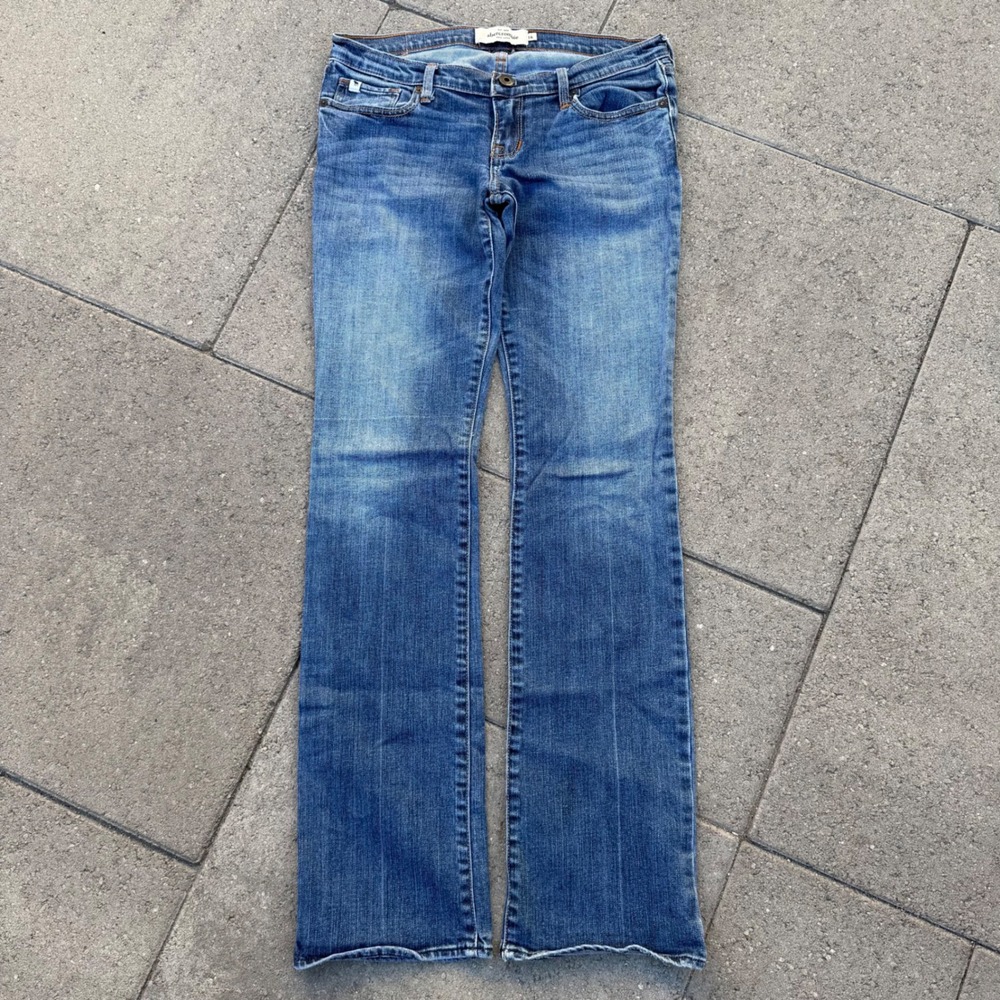 Abercrombie & Fitch Women 16 Low Rise Bootcut Jeans Medium Wash Blue Denim